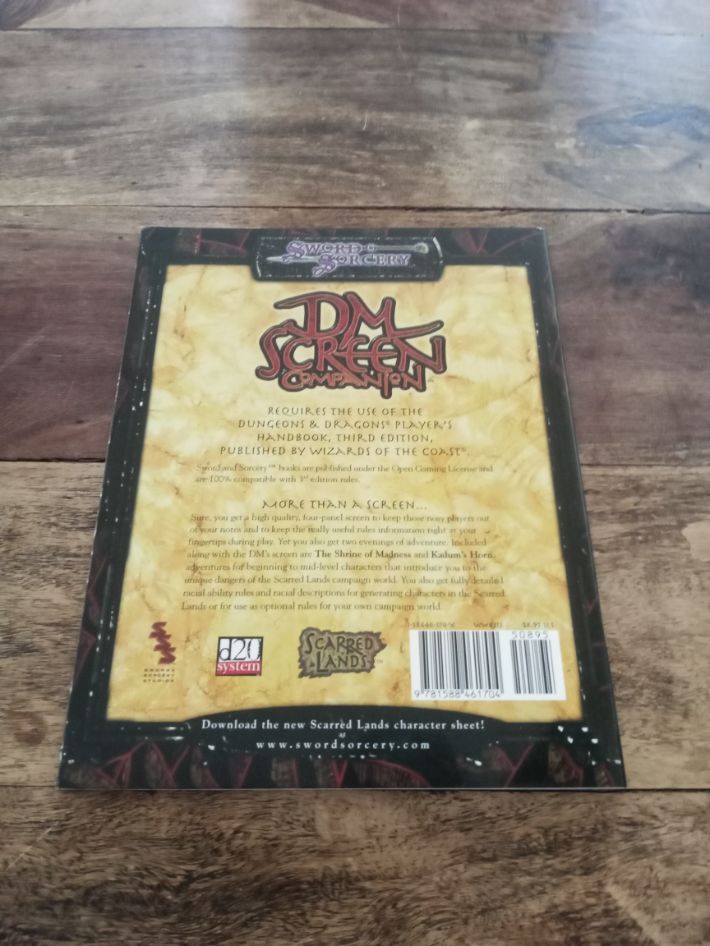 Sword & Sorcery DM Screen and Companion Scarred Lands d20 2002
