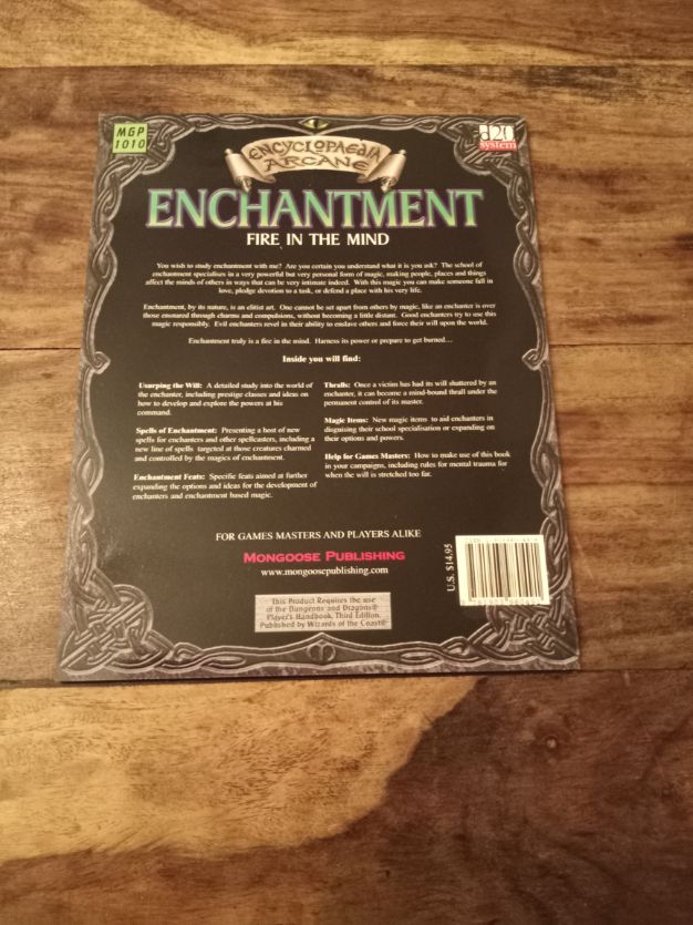 Enchantment Fire in the Mind Encyclopaedia Arcane d20 MGP1010 Mongoose Publishing 2002
