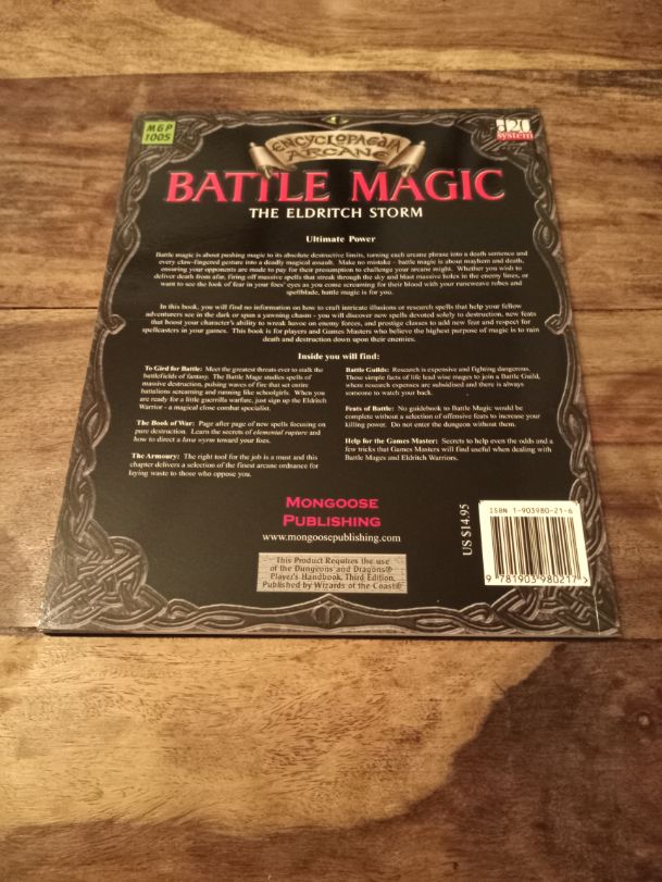 Battle Magic The Eldritch Storm Encyclopaedia Arcane d20 Mongoose Publishing MGP1005 2002