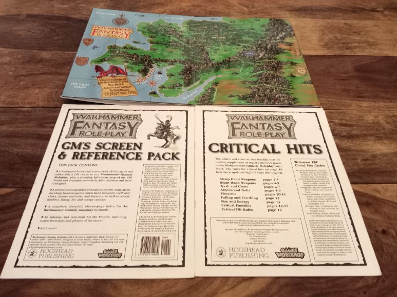 Warhammer Fantasy Roleplay 1st ed GM's Screen - Reference Pack and Critical Hits