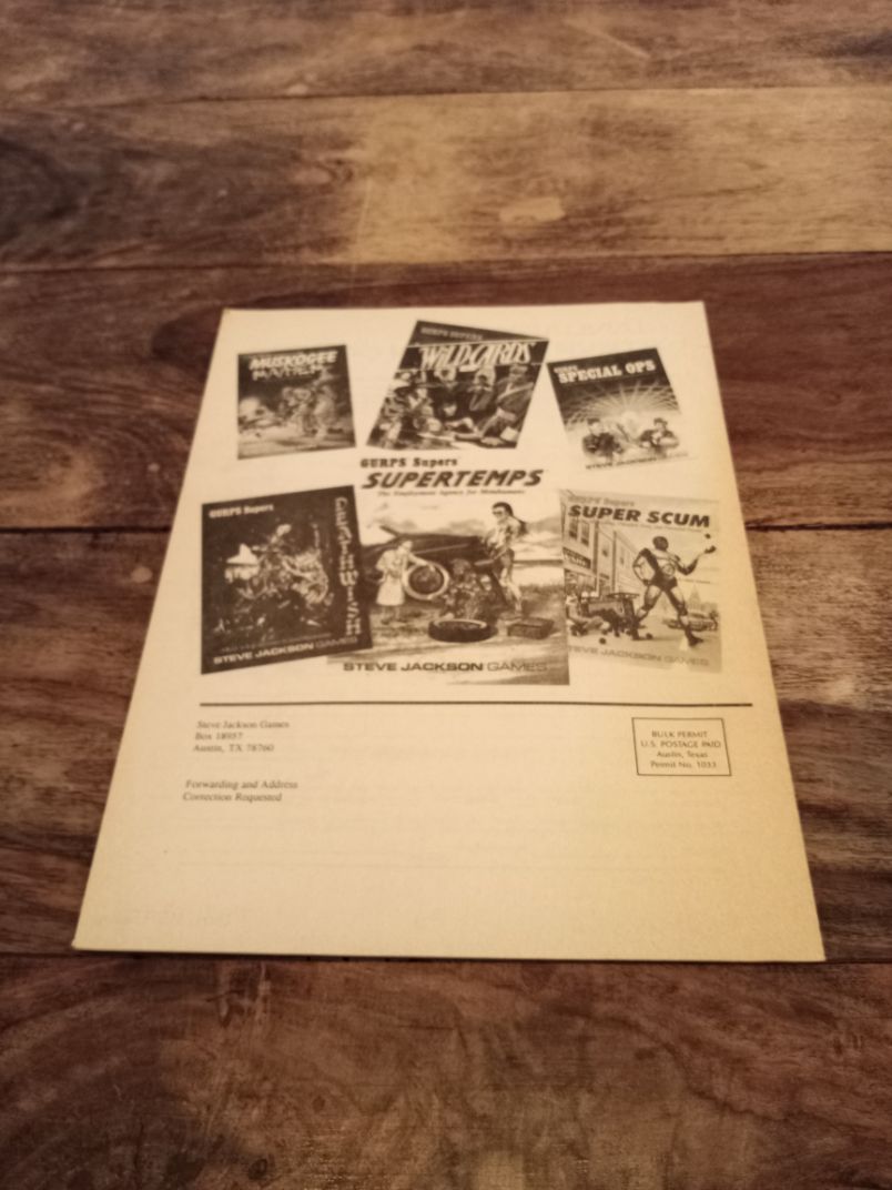 Steve Jackson Games Black & White Catalog January 1990