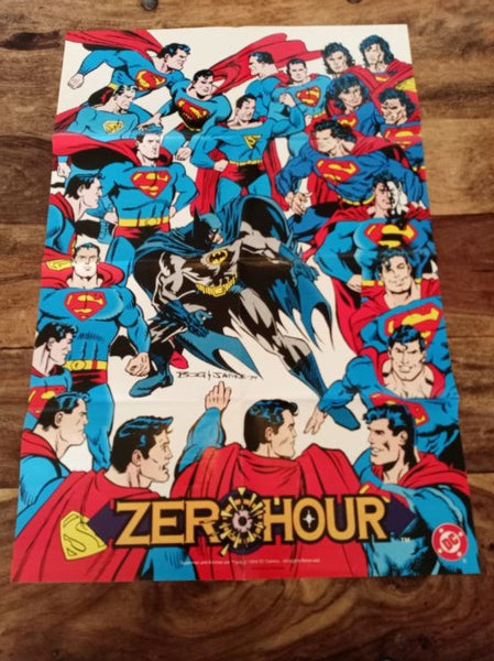 ZERO HOUR Batman Superman (1994) DC Comics 18" x 28" 2-sided promotional poster