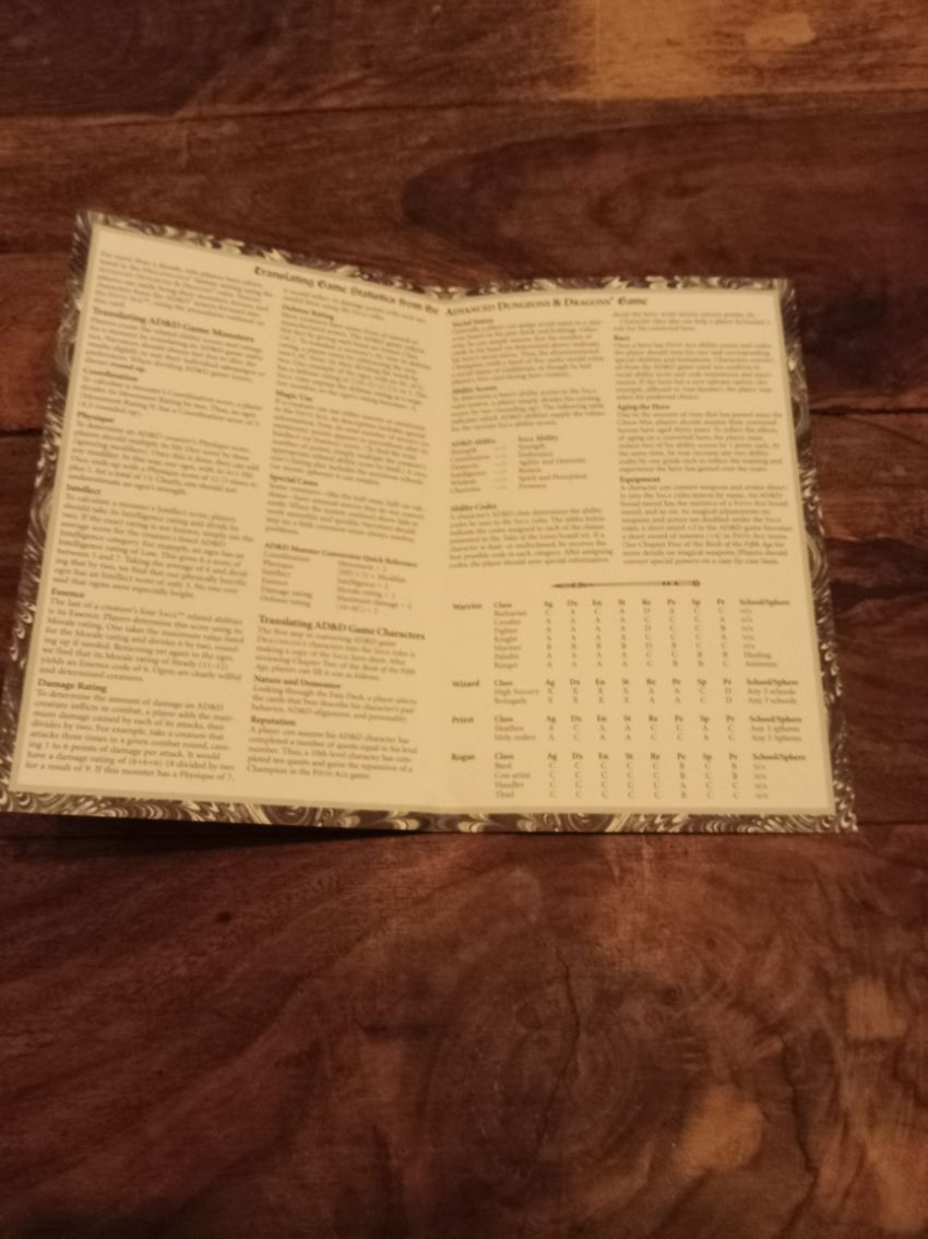 Dragonlance Fifth Age Reference Card