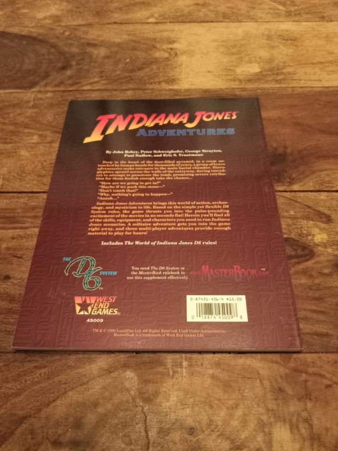 Indiana Jones Adventures Masterbook West End Games 1996