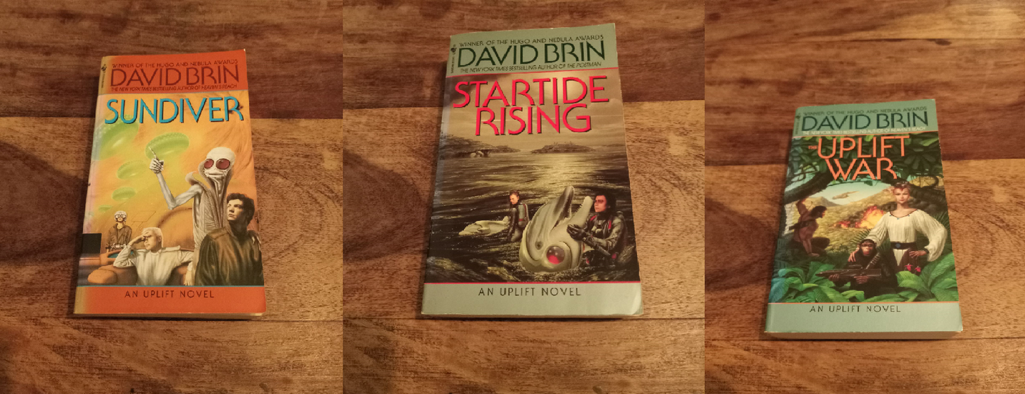 David Brin Uplift Trilogy #1-2-3  Sundiver Startide Rising The Uplift War 1980