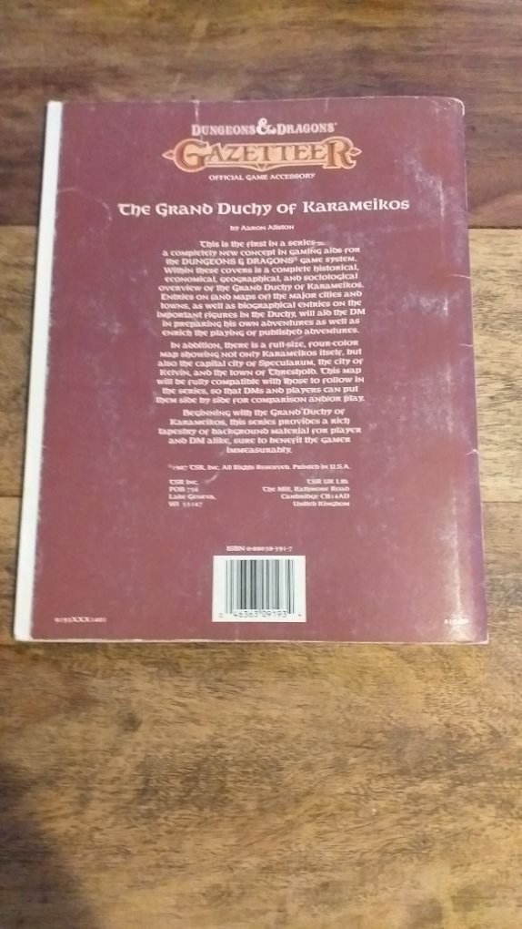 GAZETTEER THE GRAND DUCHY OF KARAMEIKOS DUNGEONS & DRAGONS TSR GAZ1 - books